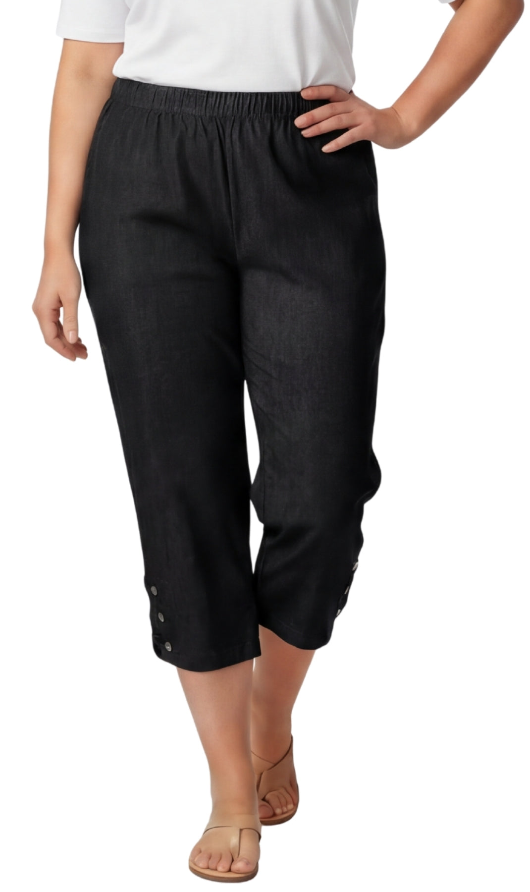Women’s Lightweight Capris with Studded Hem Detail