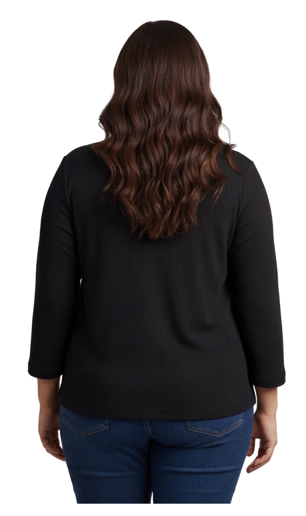 Women's Ribbed 3/4 Sleeve Crew Neck Cotton Top