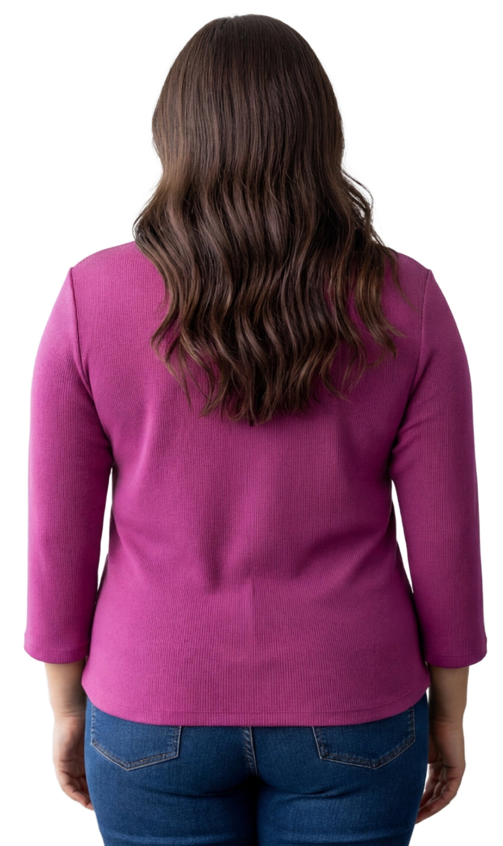 Women's Ribbed 3/4 Sleeve Crew Neck Cotton Top