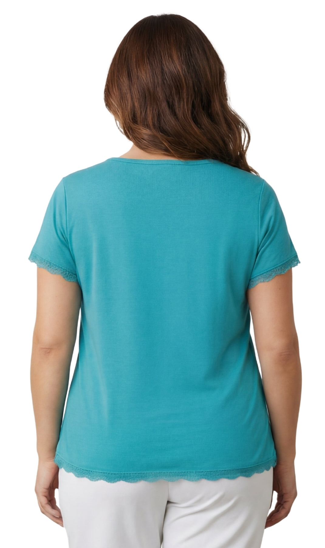 Women's V-neck Short Sleeve Tshirt with A Three Button Placket