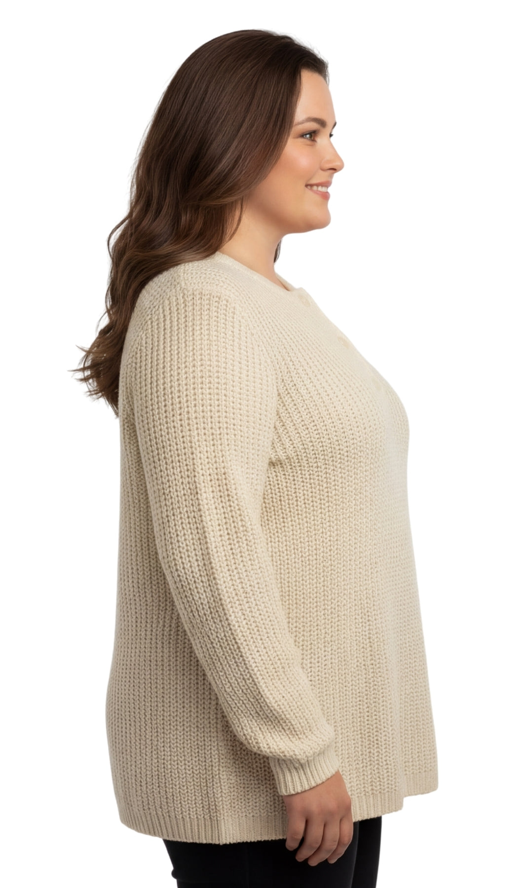 Women's Chic Henley Shaker-Knit Sweater for Women - Casual Long-Sleeve in Durable 100% Acrylic with 3-Button Placket