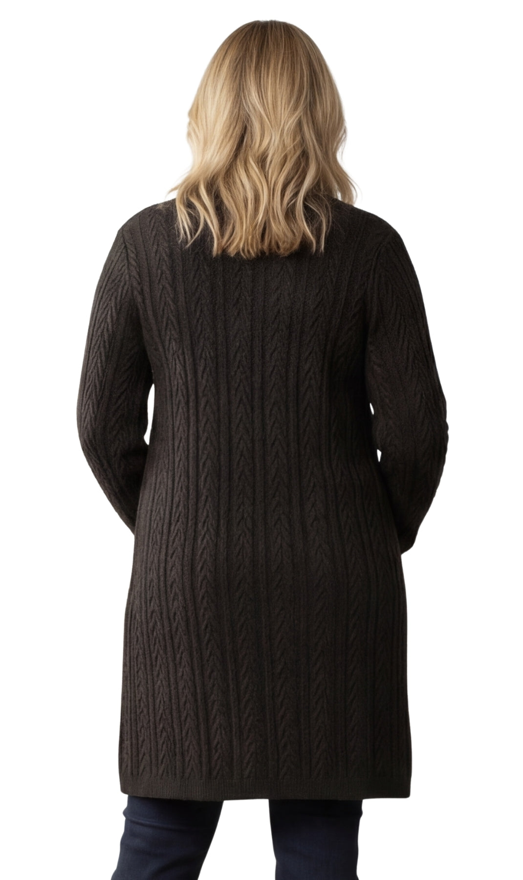 Women's Cable Knit Duster Sweater with Pockets Effortless Longline Cardigan for Everyday Warmth