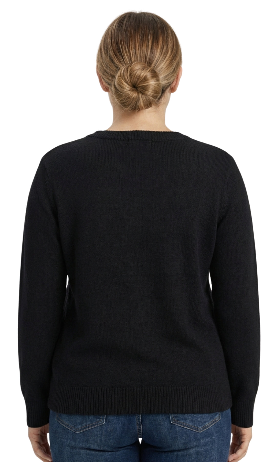 Women's Cozy Long Sleeves Snowflake-Decorated Color Block Holiday Crewneck Sweater - Classy Christmas Pullover in 100% Soft Durable Acrylic