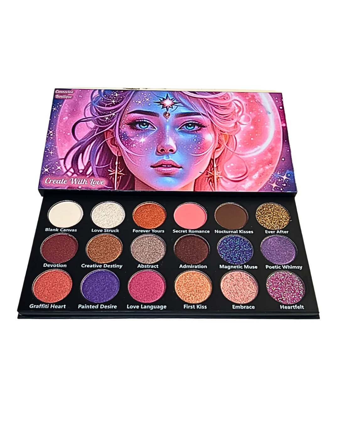 Create With Love 18‑Shade Eyeshadow Palette – Mattes, Shimmers & Glitters