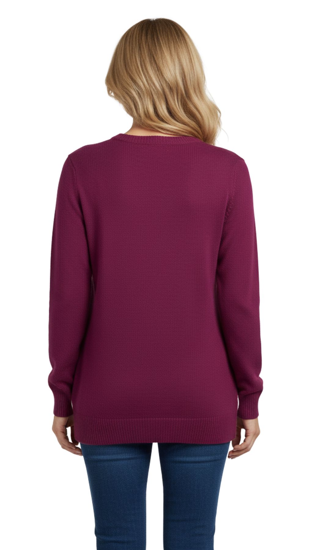 Women's Cozy Long Sleeves Snowflake-Decorated Color Block Holiday Crewneck Sweater - Classy Christmas Pullover in 100% Soft Durable Acrylic