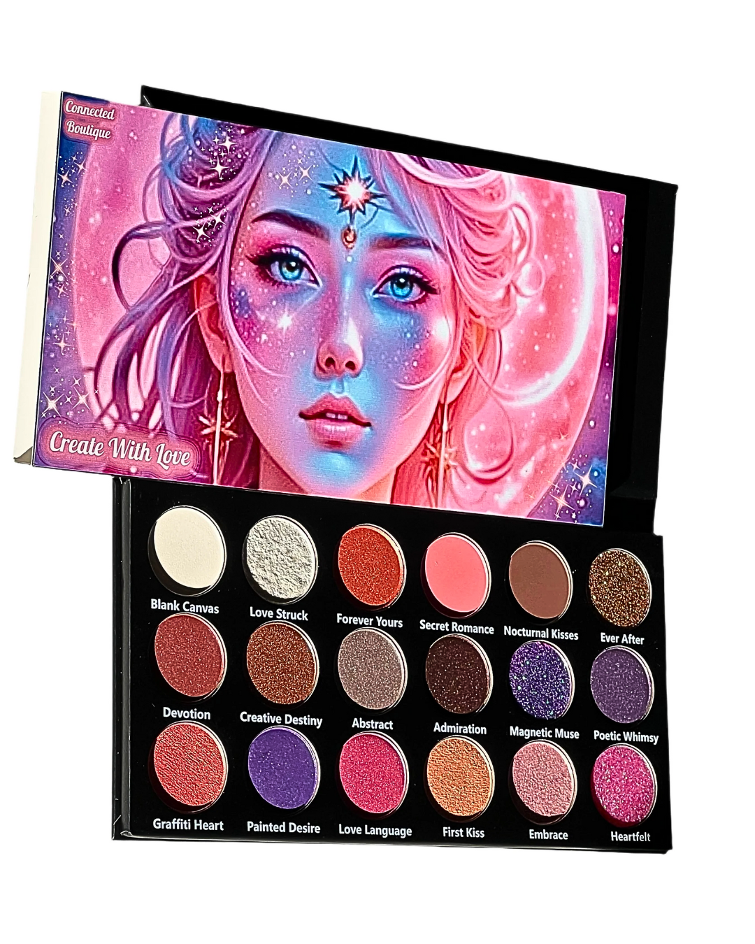 Create With Love 18‑Shade Eyeshadow Palette – Mattes, Shimmers & Glitters