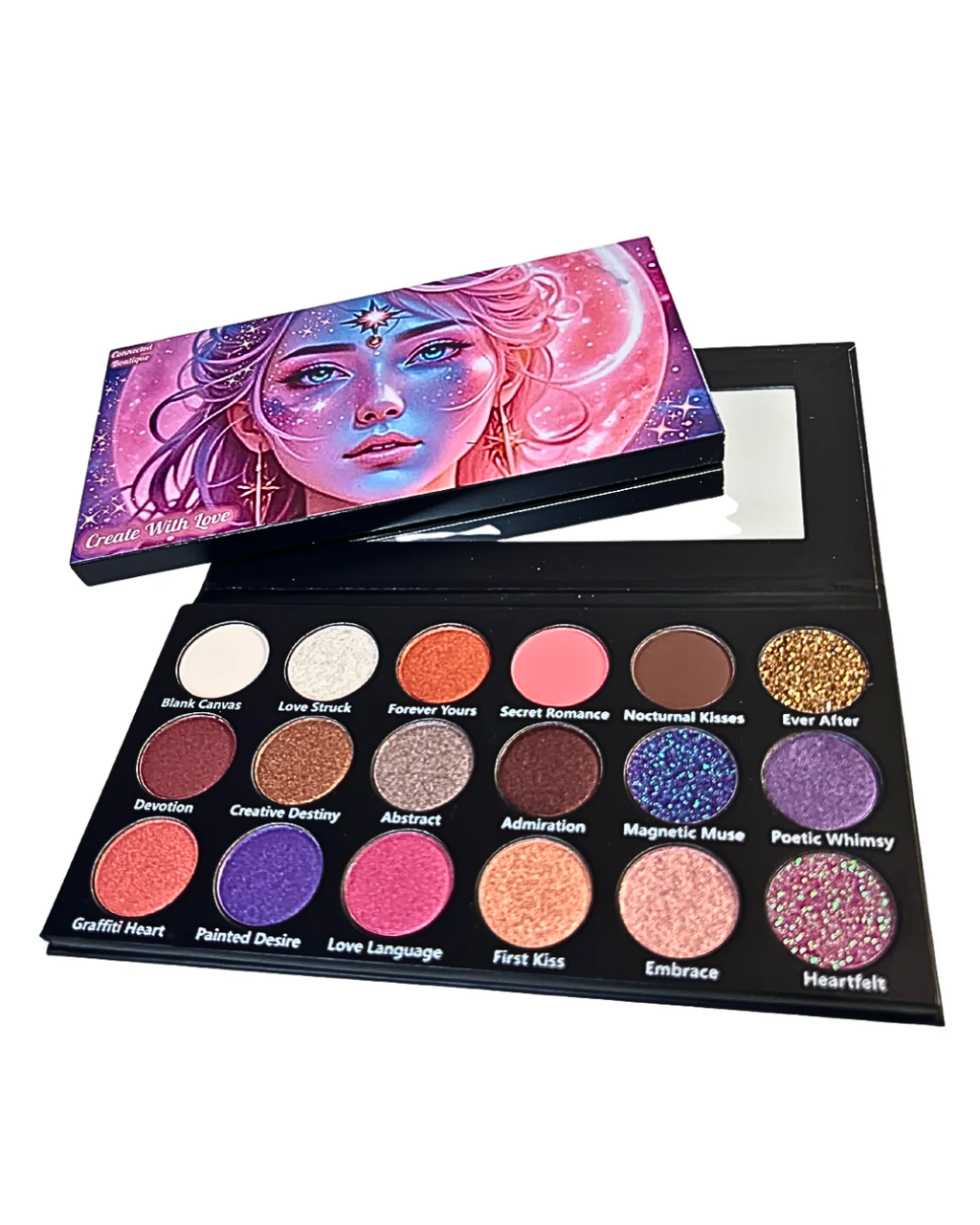 Create With Love 18‑Shade Eyeshadow Palette – Mattes, Shimmers & Glitters
