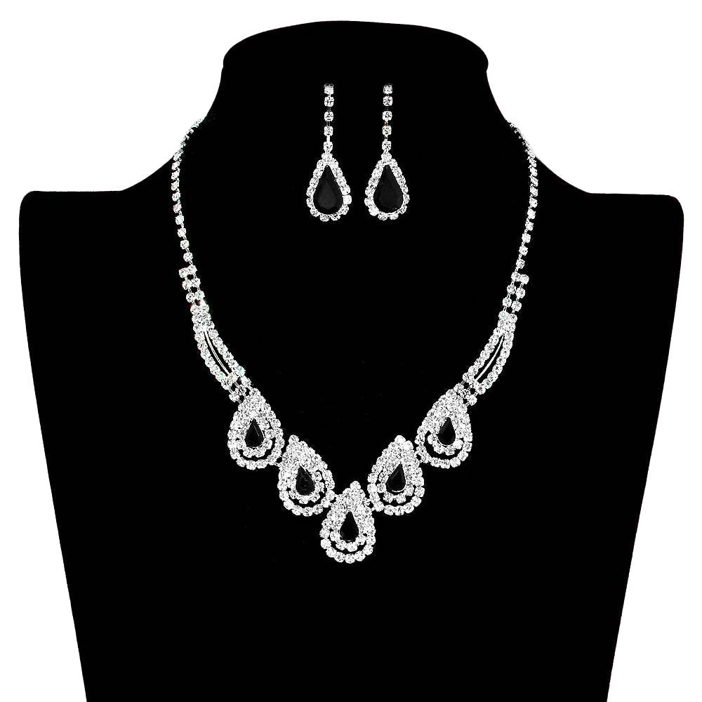 Teardrop Accented Rhinestone Necklace