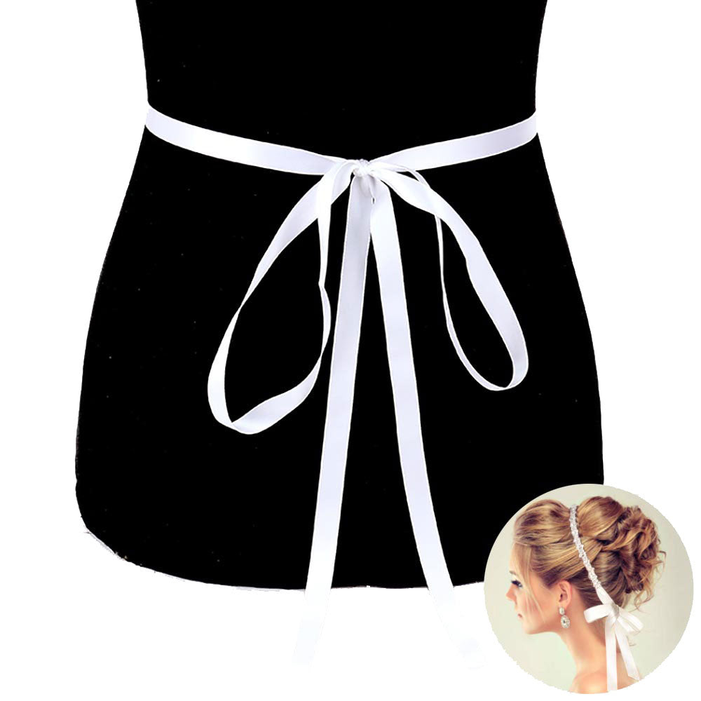 Floral Crystal Sash Ribbon Bridal Wedding Belt Headband