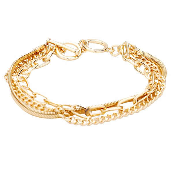 Metal Chain Layered Toggle Bracelet Chain Detailed Bracelet Layered Chain Bracelet