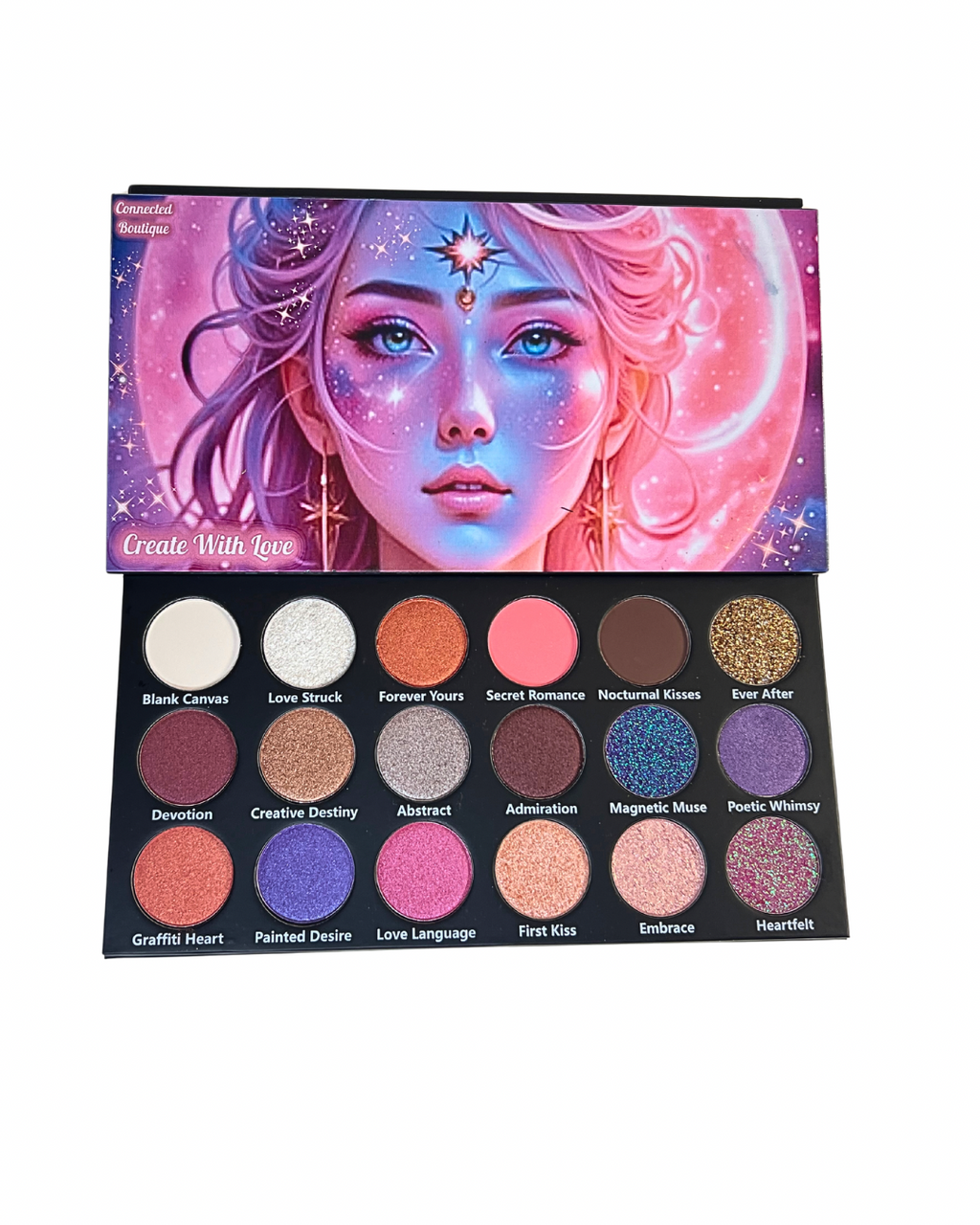 Create With Love 18‑Shade Eyeshadow Palette – Mattes, Shimmers & Glitters