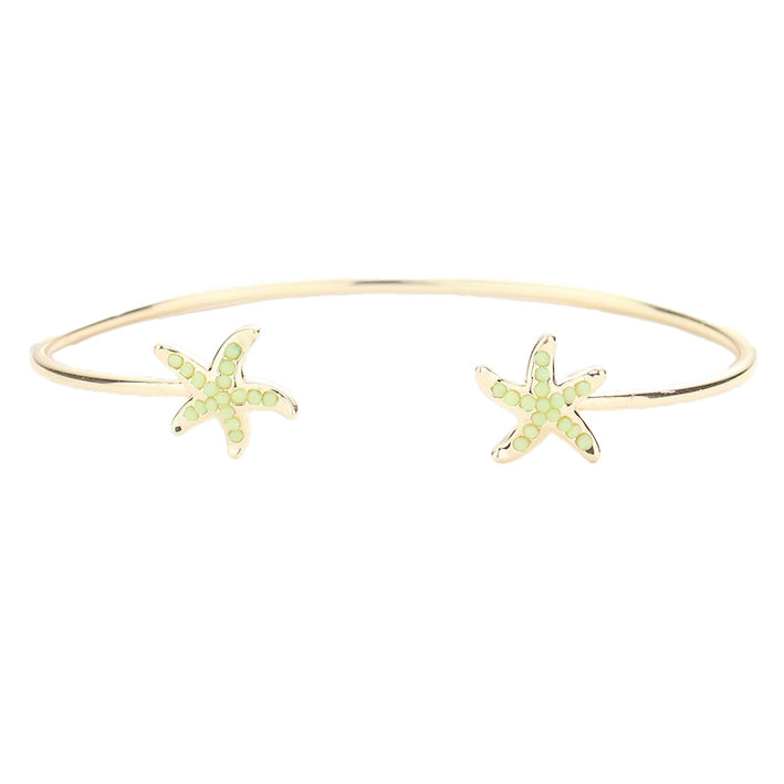Seed Beaded Embellished Starfish Detail Cuff Bracelet