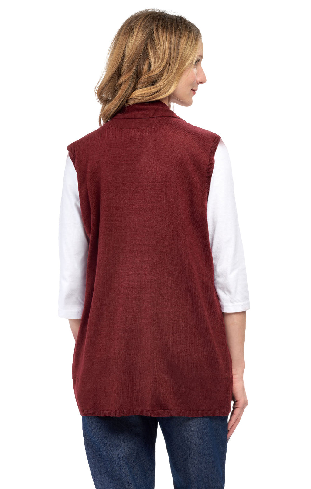 Women's Long Sleeveless Open Front Soft Shawl Collar Vest