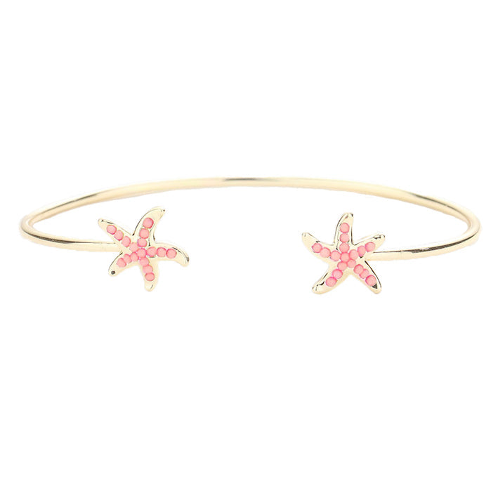 Seed Beaded Embellished Starfish Detail Cuff Bracelet