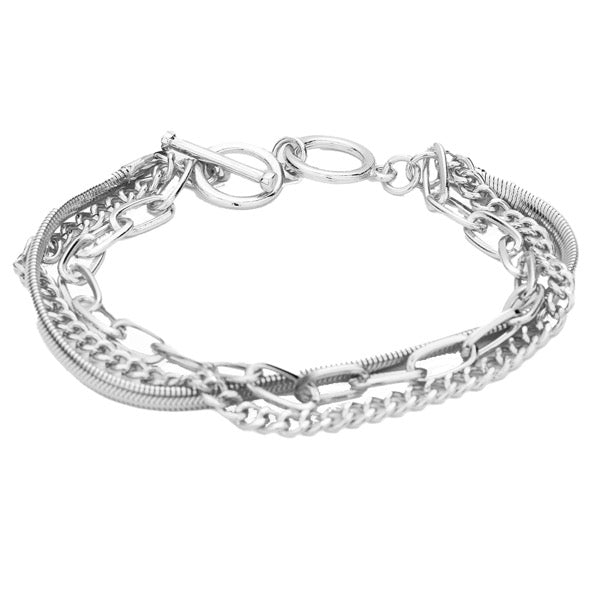 Metal Chain Layered Toggle Bracelet Chain Detailed Bracelet Layered Chain Bracelet