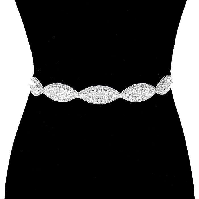 Rhinestone Pave Sash Ribbon Crystal Bridal Sash Wedding Belt Bridal Headband Tie