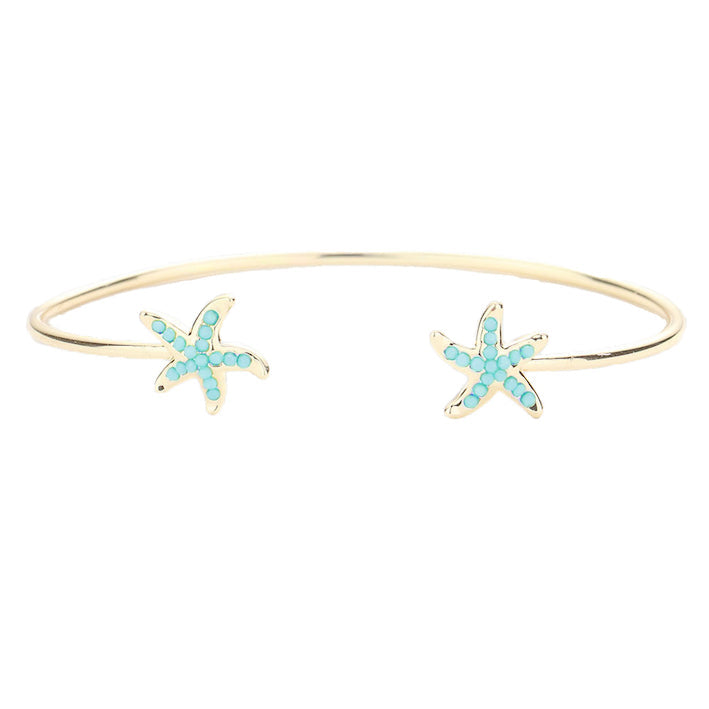 Seed Beaded Embellished Starfish Detail Cuff Bracelet