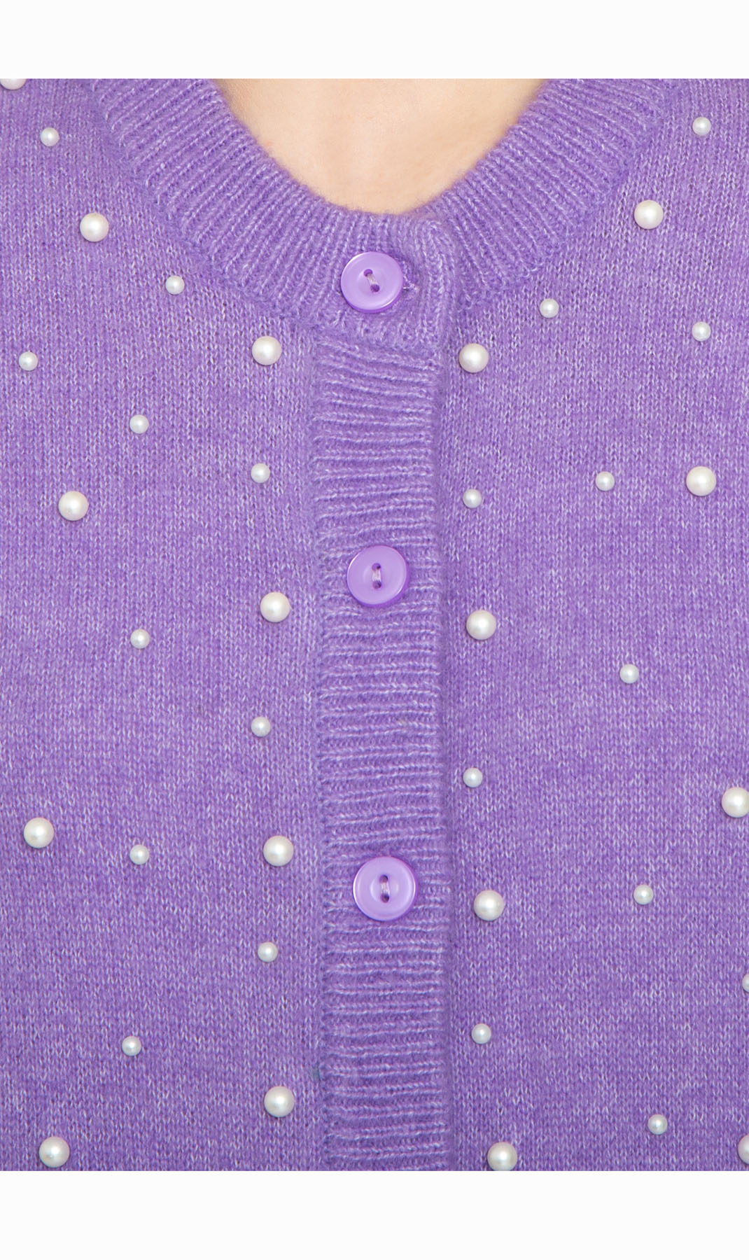 Women's Faux Pearl Cardigan in Cashmere-like Soft Knit