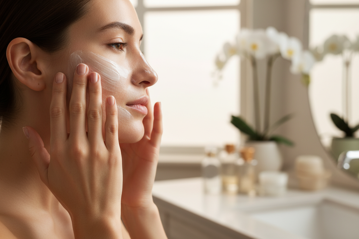 a person using beauty product cream