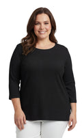 Women's Ribbed 3/4 Sleeve Crew Neck Cotton Top